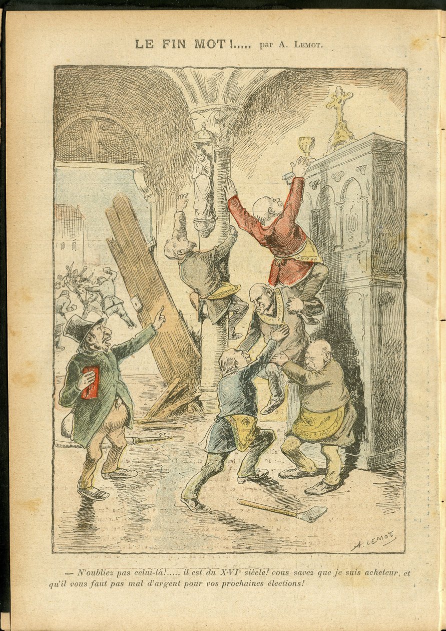 Achille Lemot (1846-1909) のイラスト（Le Pelerin, 25/02/06） - 反ユダヤ主義, 宗教 信仰, カトリック カトリック - 政教分離, 棚卸資産/棚卸資産の回収 - Jew 作： アキレ・レモット