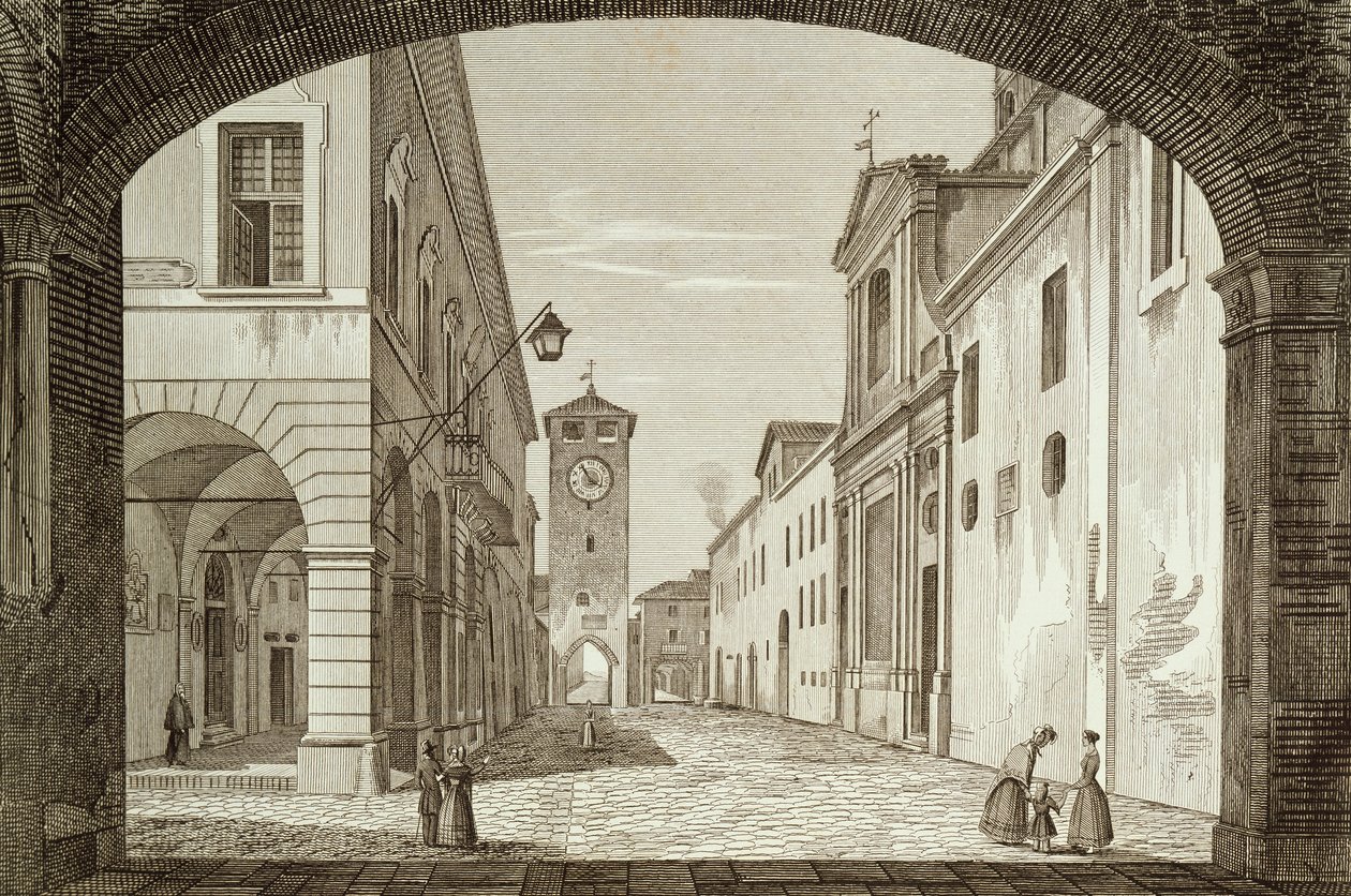 アキレ・パルボーニ (1783-1841)、イタリアによって彫刻された、ラヴェンナ公使館のカステル ボローニャ広場 作： アキレパルボニ