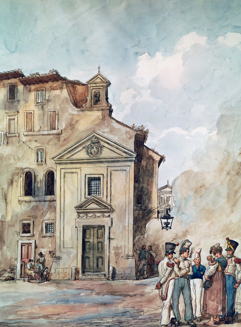 アキレ・ピネッリ（1809-1841）作「ローマの四国教会」（イタリア 作： アキレ・ピネリ