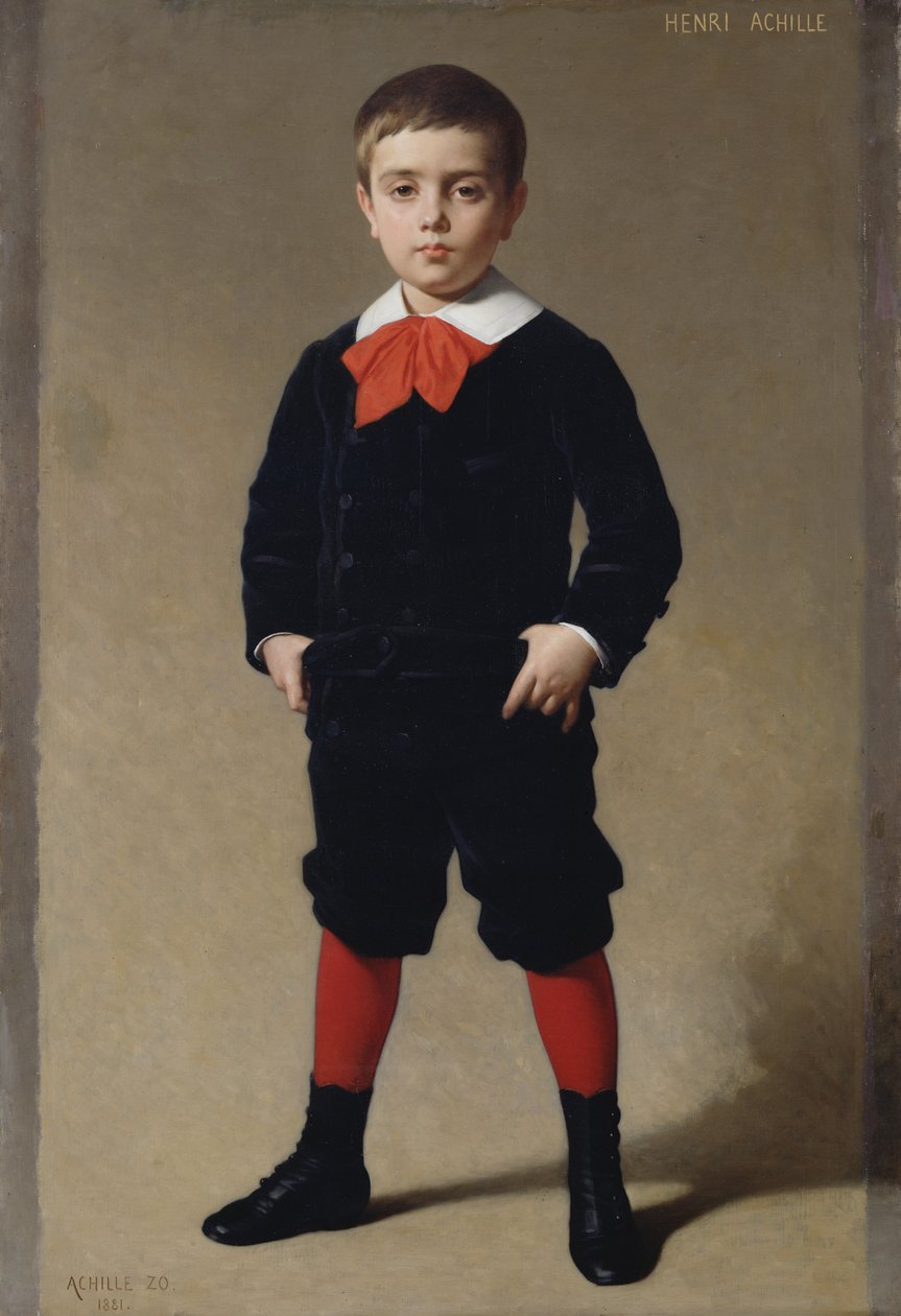 画家の息子アンリアキレの肖像、1881年 作： アキレ・ゾ
