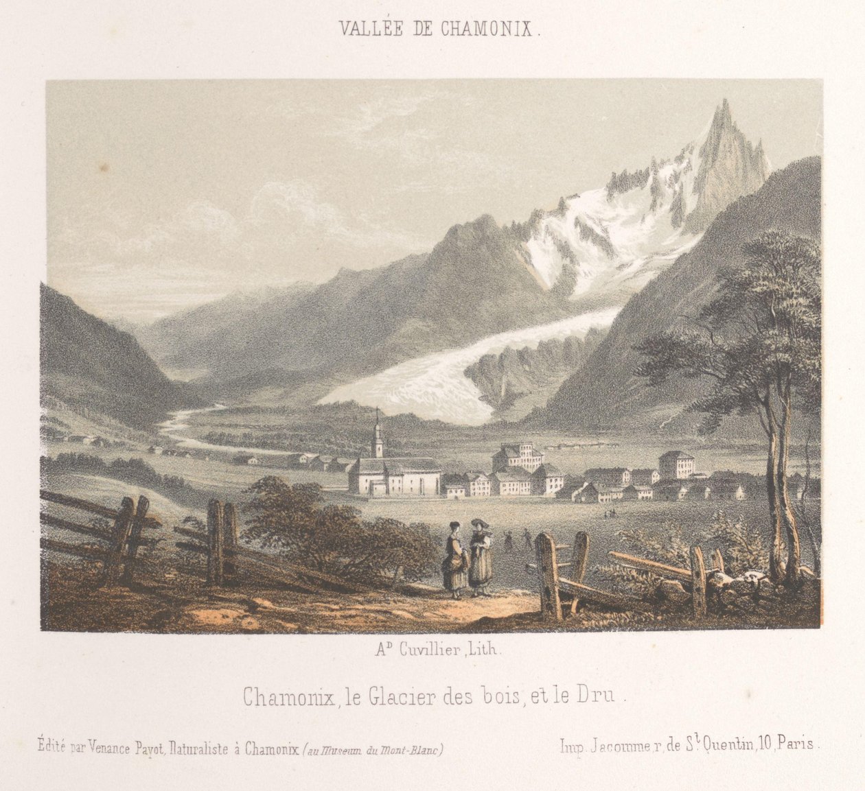 氷河のあるエギーユ・ド・ビオナセの眺め Aiguille et Glacier de Bionnassay (オブジェクトのタイトル) シャモニー・モンブランの記憶（連載タイトル） Museum du Mont-Blanc (オブジェクトのシリーズ タイトル) 作： 広告。 Cuvillier