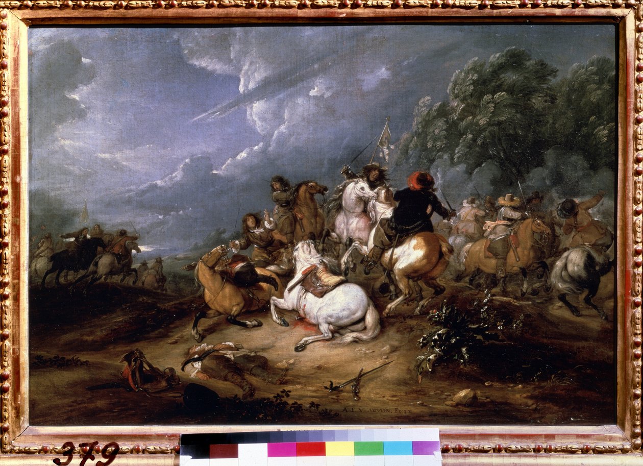 「小競り合い」（騎兵の小競り合い） アダム・フランス・ファン・デル・ミューレン（1632-1690）作 1660年 プーシキン美術館、モスクワ 作： アダム・フランス・ファン・デル・ミューレン