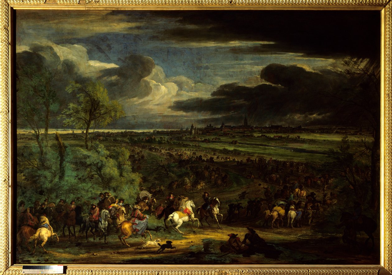 デボリューション戦争（1667-1668年）。"View of the March of the Armee of King XIV on Kortrijk on 18 July 1667" オーモンのマレシャル（Antoine d