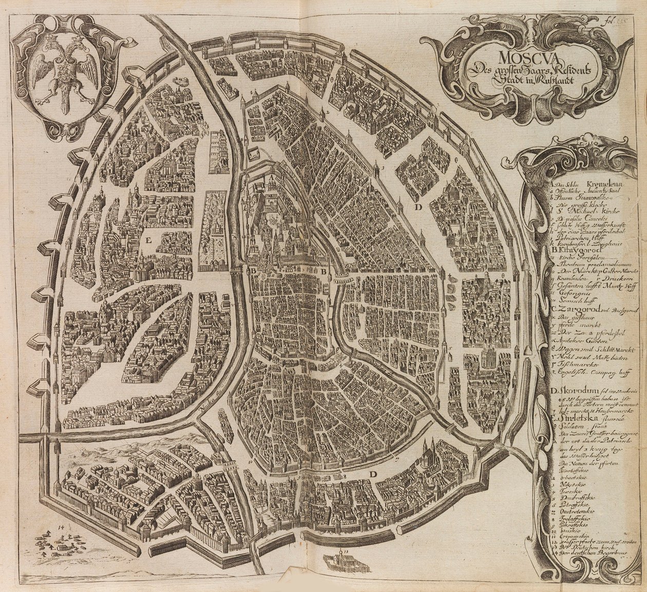 モスクワの地図. From: Muscovite についての Newe の説明の増加..., 1656. 作： アダムオレアリウス