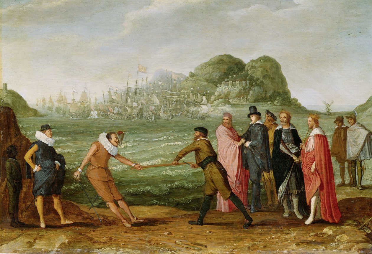 1607年4月25日、ジブラルタルでのスペイン艦隊に対するオランダの勝利の寓話、1615〜30年頃 作： アダム・ウィラーツ