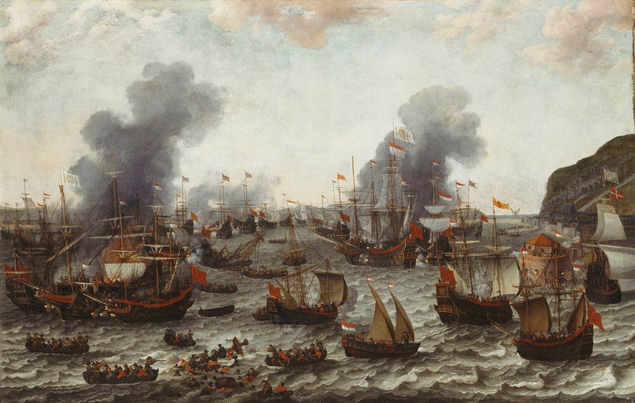 オランダとスペインの艦隊間のジブラルタルの戦い、1607年4月25日、1639 作： アダム・ウィラーツ