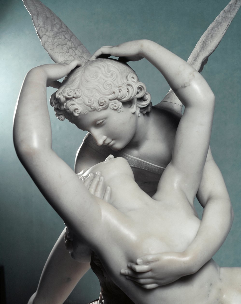 愛とサイケのディテール。アントニオ・カノーヴァ（1757-1822）の作品をもとに、アダモ・タドリーニ（1788-1868）が1787-1793年に制作した大理石彫刻。カルロッタ荘、トレメッツォ 作： アダモタドリーニ
