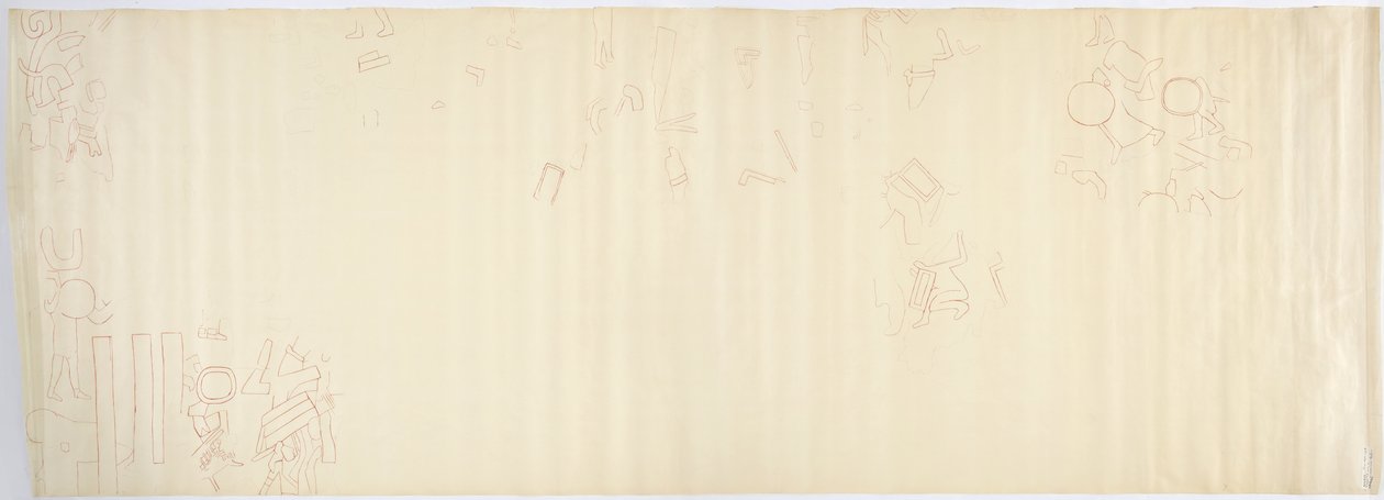 メキシコ、チチェン・イッツァ、ジャガーの上部神殿、北壁の絵 南部（赤インク、グラファイト 作： アデラ・ブレトン
