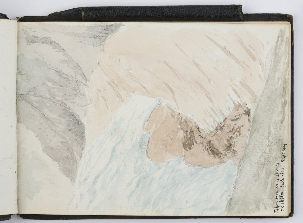 水彩画、ドローイング、メモのスケッチブック、南北アメリカとヨーロッパ、1909-1910年、緑の革で綴じられている（水彩画 作： アデラ・ブレトン