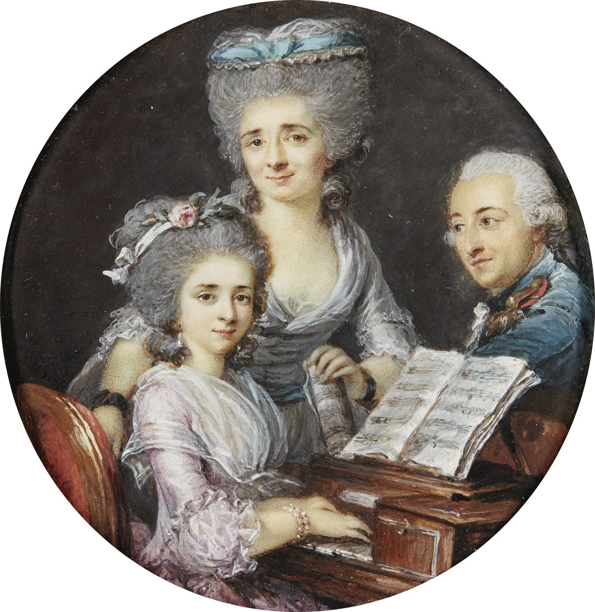 Adelaide Labille-Guiard - チェンバロに向かう娘と母親の肖像 作： アデレードラビレギヤード