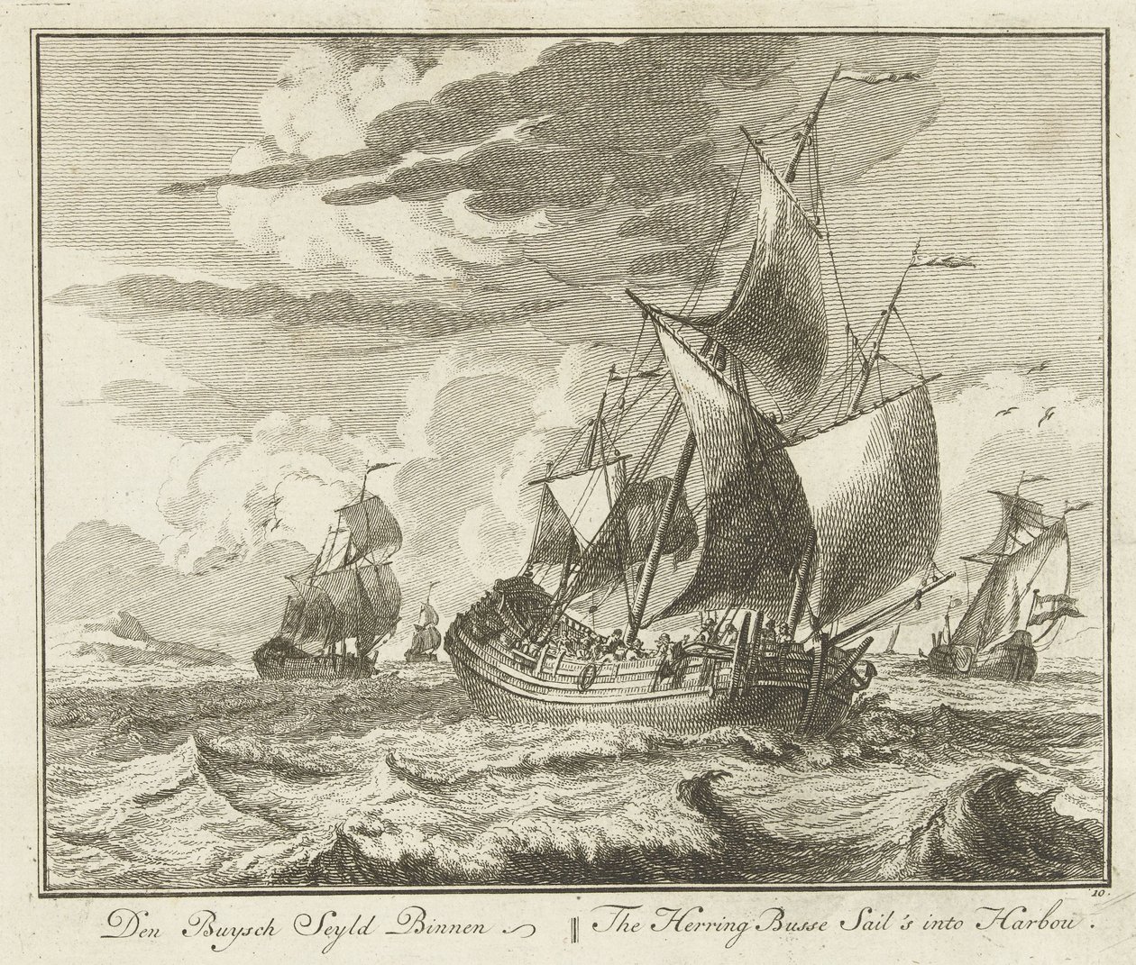 ニシンのチューブが帰路につく、1725 年頃 Den Buysch Seyld Binnen / The Herring Busse Sail