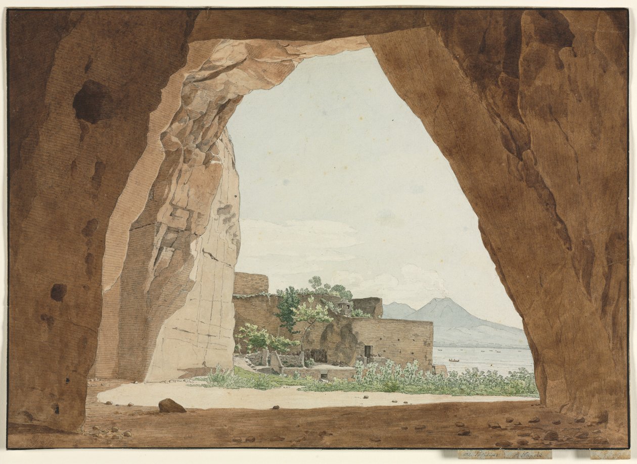 ベスビオとナポリ湾の洞窟、1820年。 作： アドルフ・フォン・ハイデック