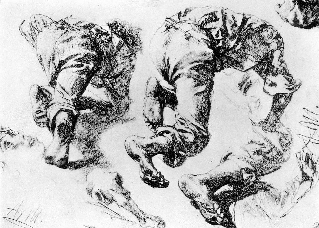 スケッチのページ、1913年。 作： アドルフ・メンゼル