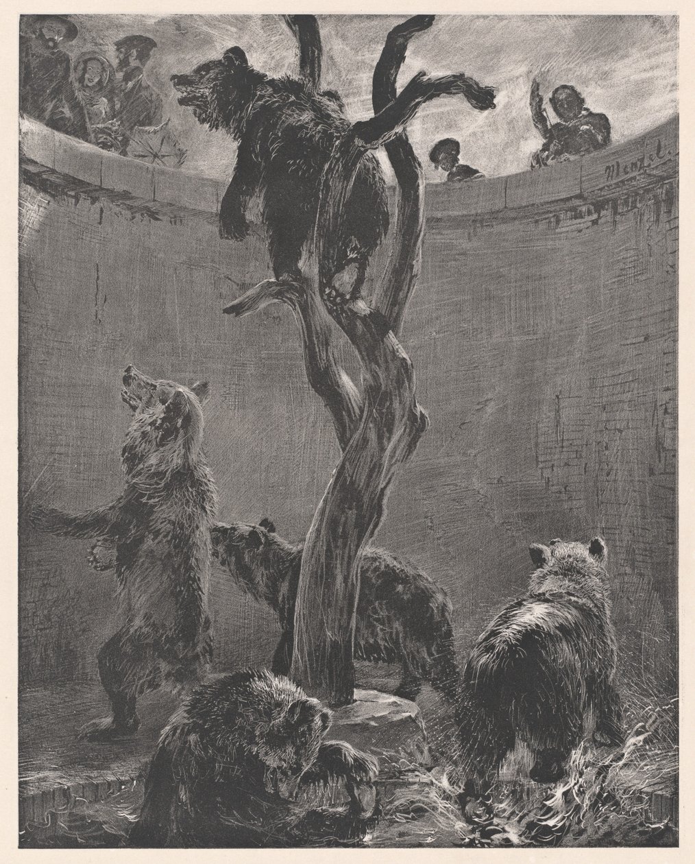 動物園の「熊の檻」（The Bear Pit in the Zoological Gardens） 作： アドルフ・メンゼル
