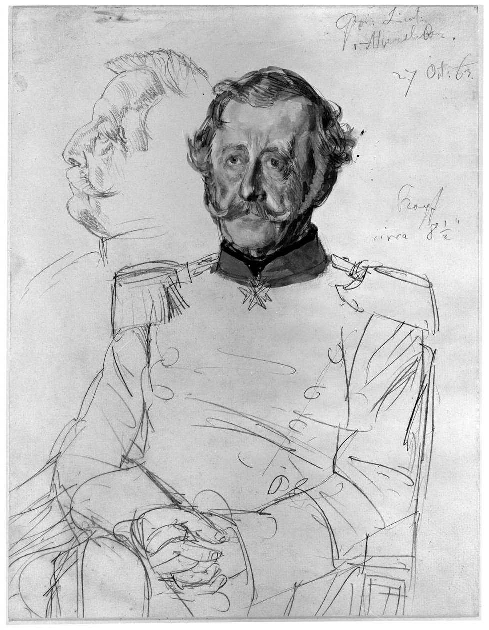グスタフ・フォン・アルヴェンスレーベン。絵画『ケーニヒスベルクにおけるヴィルヘルム1世の戴冠』のための習作 作： アドルフ・メンゼル