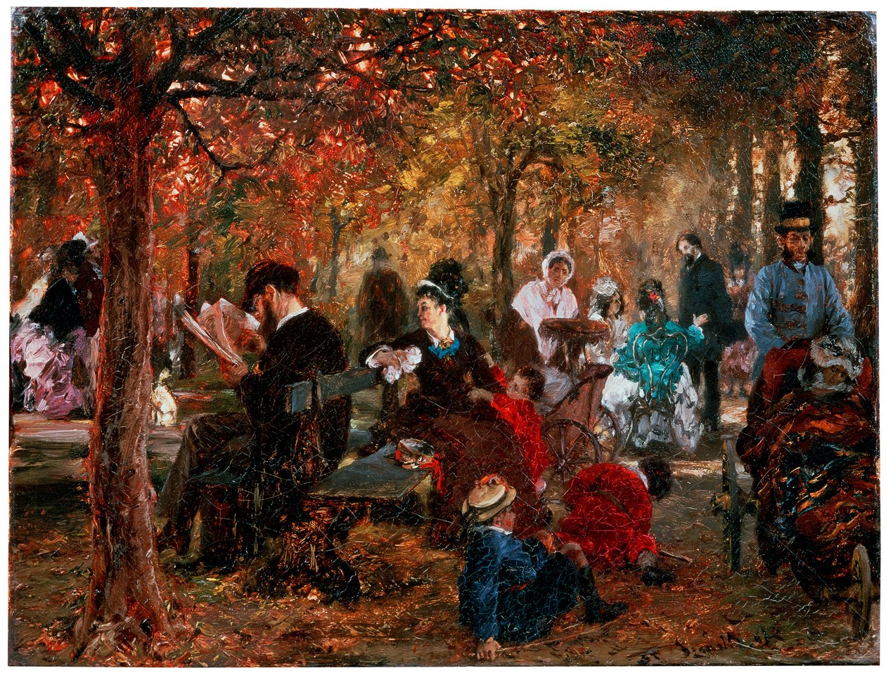 リュクサンブール公園でリュクサンブール公園の回想、1876。 作： アドルフ・メンゼル