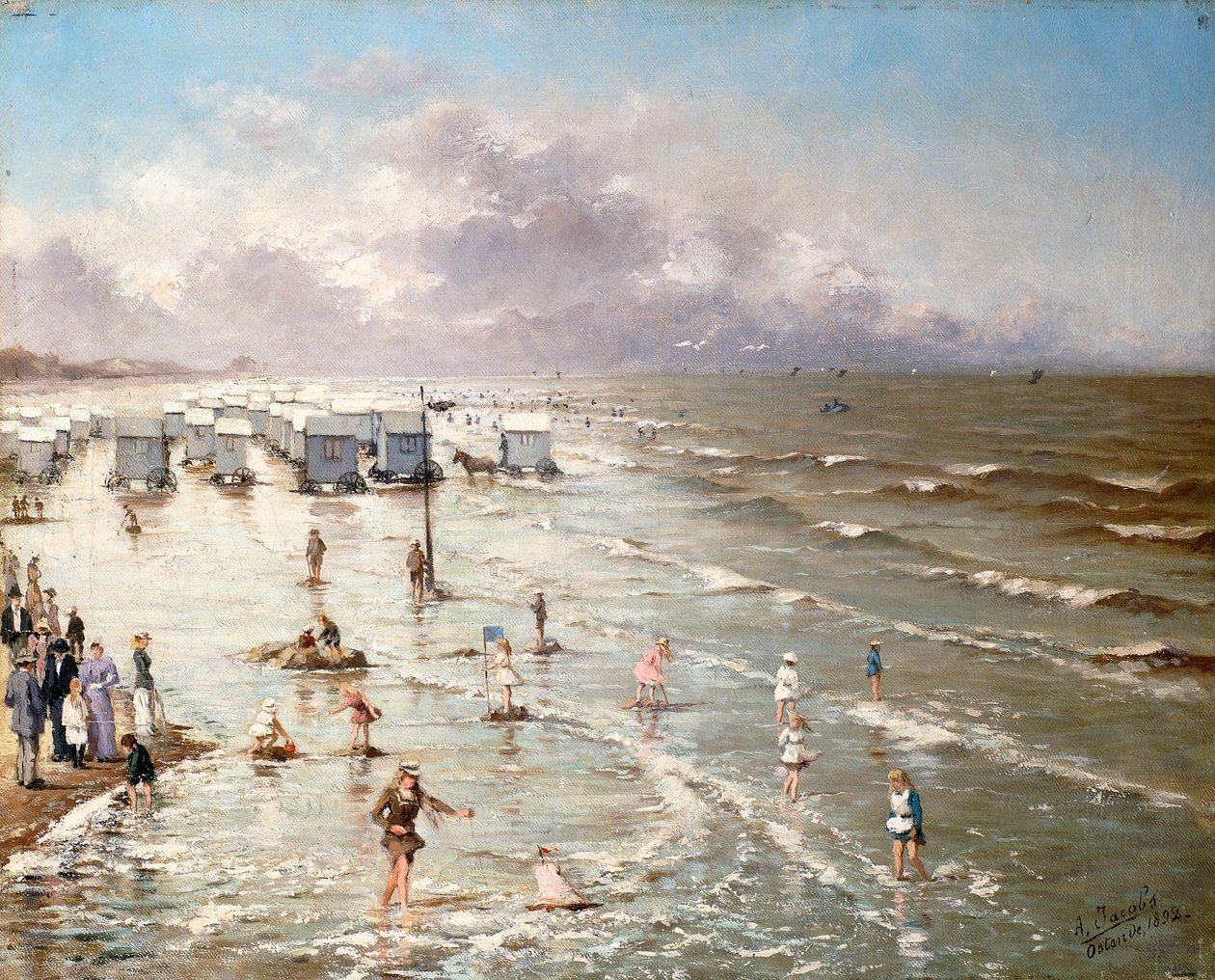 オステンドのビーチ、1892 作： アドルフ・ジェイコブス