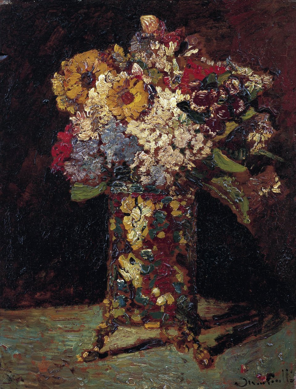 「花束の静物」（花の静物）アドルフ・トーマス・ジョセフ・モンティチェリ（1824-1886）による絵画1875年ヴァン・ゴッホ美術館、アムステルダム 作： アドルフ・ジョセフ・トーマス・モンティセリ
