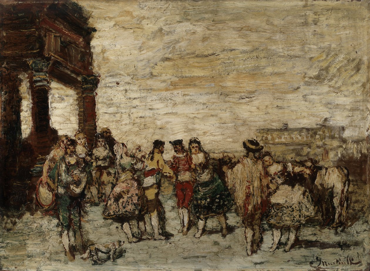スペインのパーティー アドルフ・モンティチェリ作 (1824-1886) 薄暗い 36,5x48 cm グロベ・ラバディ美術館 作： アドルフ・ジョセフ・トーマス・モンティセリ