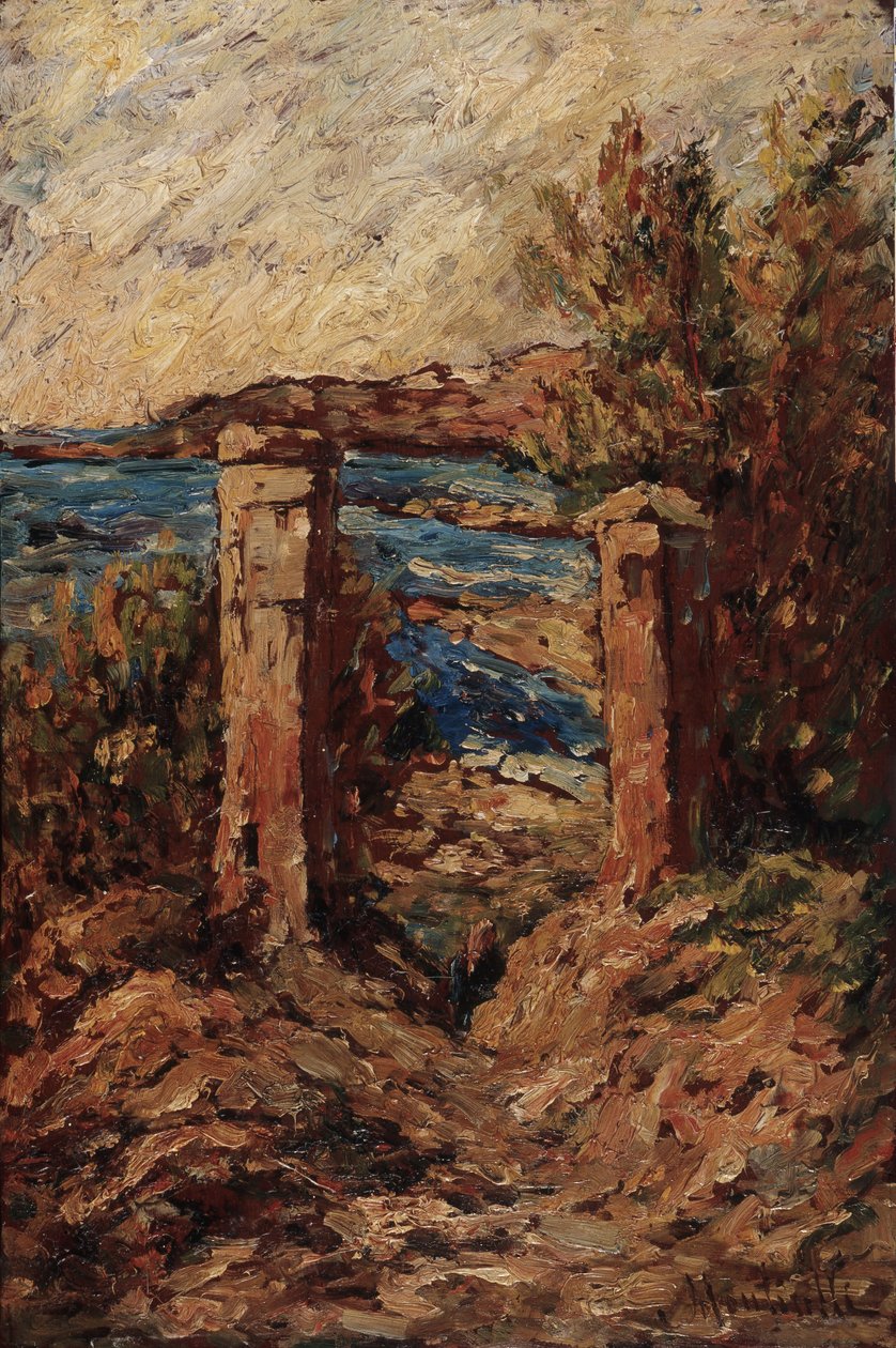 カシスの門、アドルフ・モンティチェリ作の海辺の風景 (1824-1886) 薄暗い 45x30 cm グロベ ラバディ美術館 作： アドルフ・ジョセフ・トーマス・モンティセリ