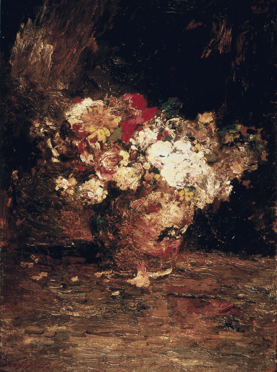 花の花瓶 1880年頃 （パネルに油彩） 作： アドルフ・ジョセフ・トーマス・モンティセリ