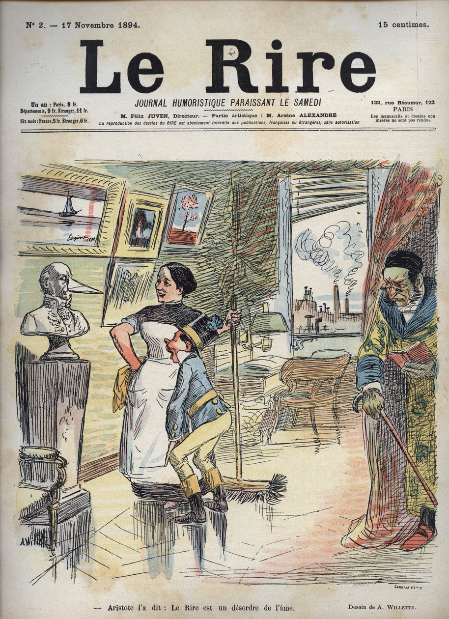 アリストテレスは言った。アドルフ・ウィレット（1857-1926）が11月17日の「The Laughter」のために描いた絵。 作： アドルフ・レオン・ウィレット