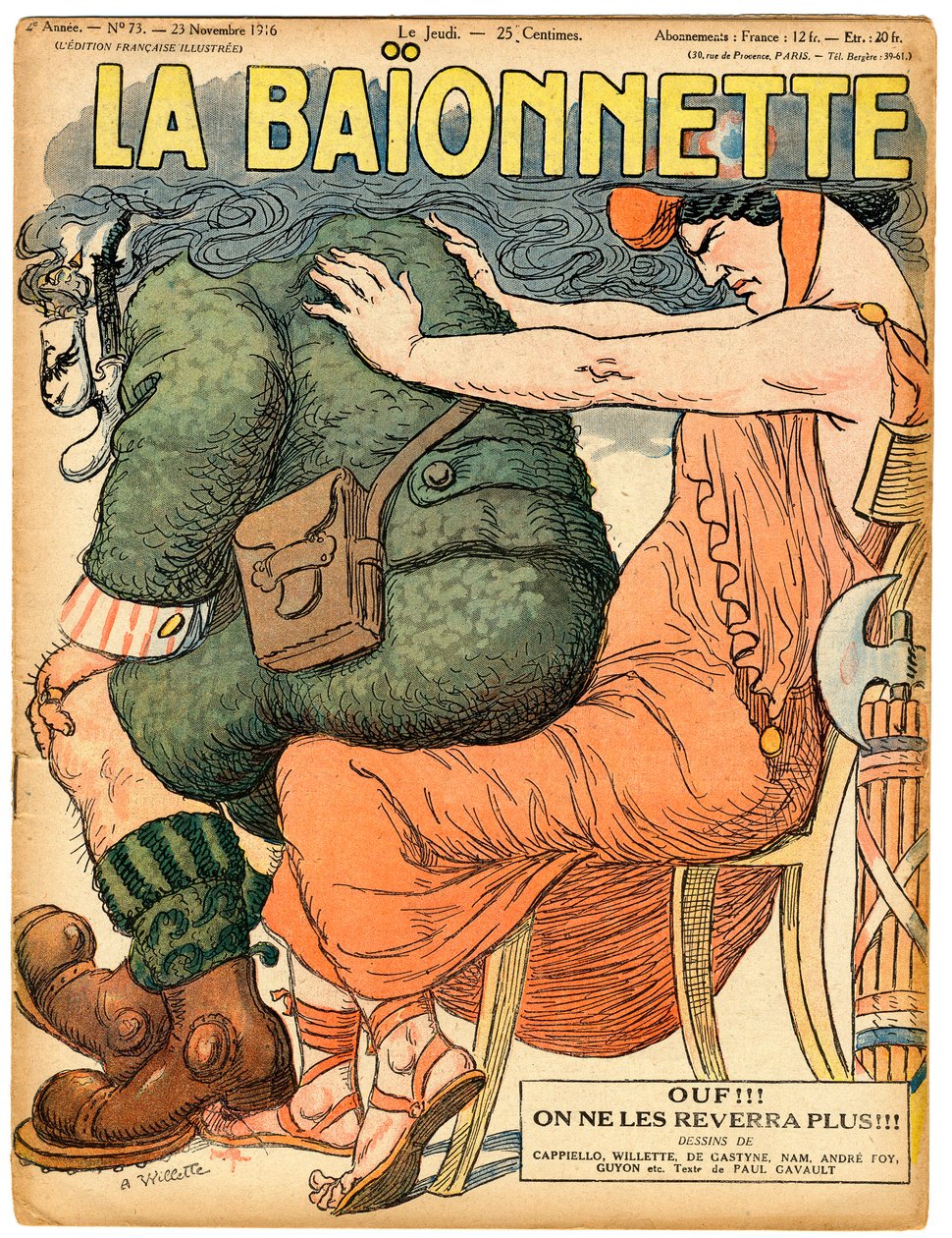 La Baionnette "の表紙、風刺的な色使い 作： アドルフ・レオン・ウィレット