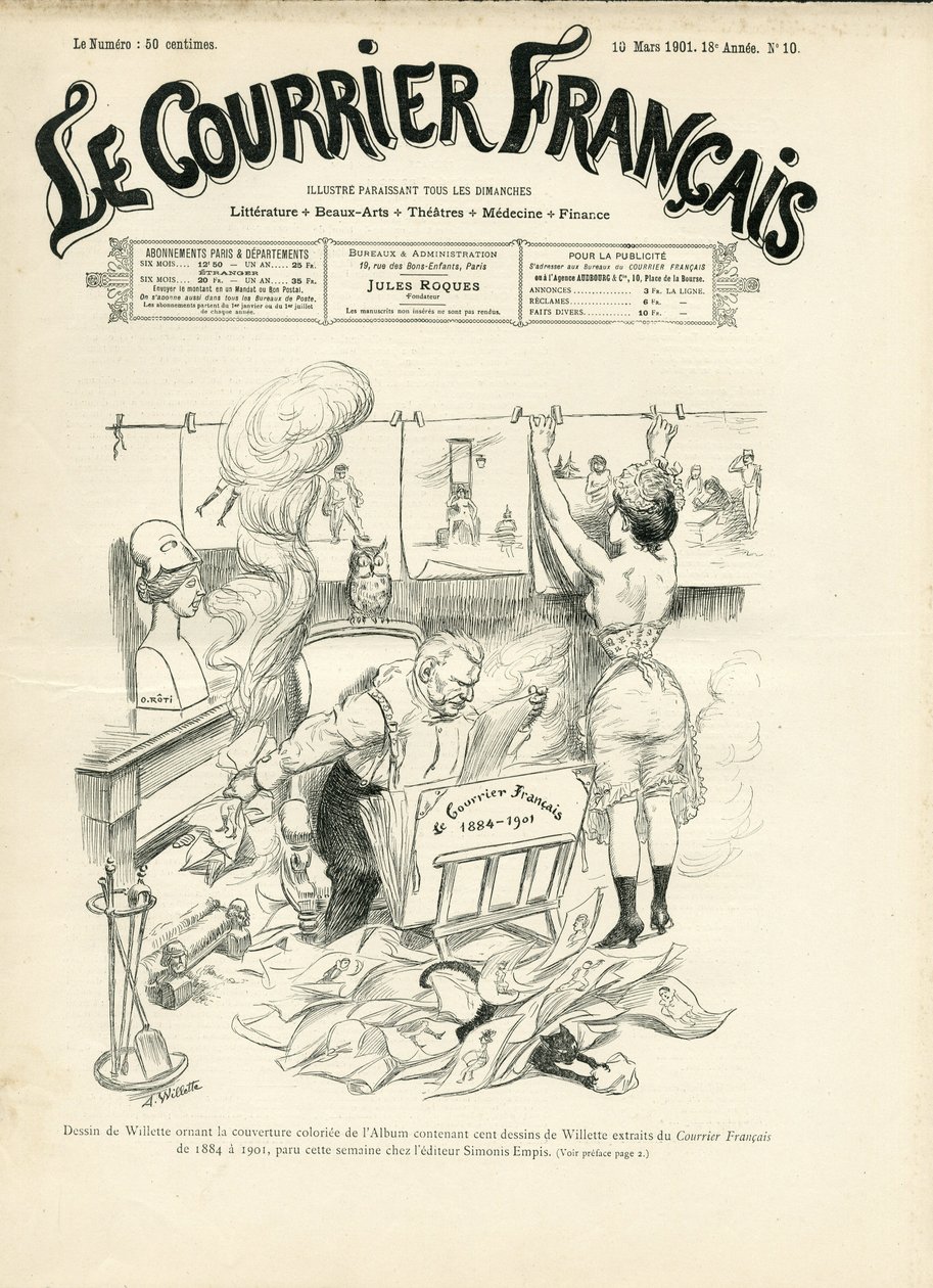 Le Courrier francais」の表紙に描かれたAdolphe dit Willette（1857-1926）のイラスト。 作： アドルフ・レオン・ウィレット
