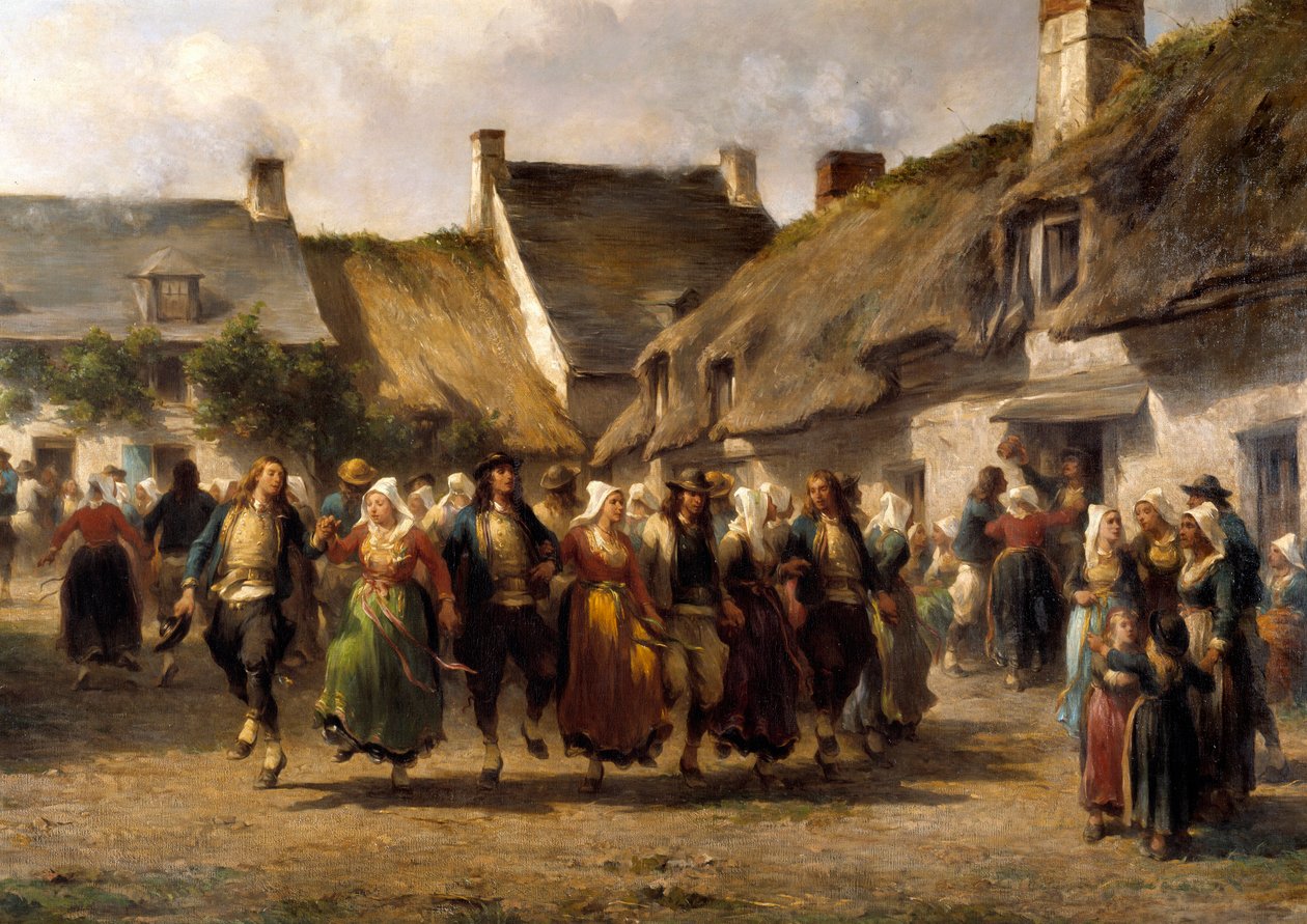 1863年のブルターニュ地方の結婚式 アドルフ・ピエール・ルルー（1812-1891）の絵画 1863年 カンペール美術館 作： アドルフ・ピエール・レリュー