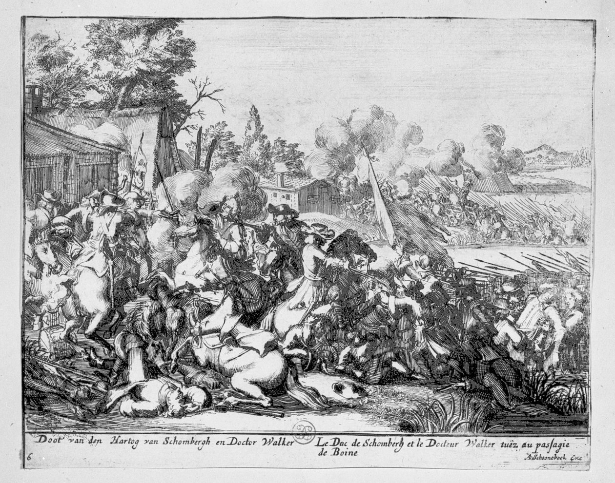 1690年のボインの戦いで、ショムベルクのデュックとウォーカー博士が殺害される 作： アドリアーン・スクーネベーク