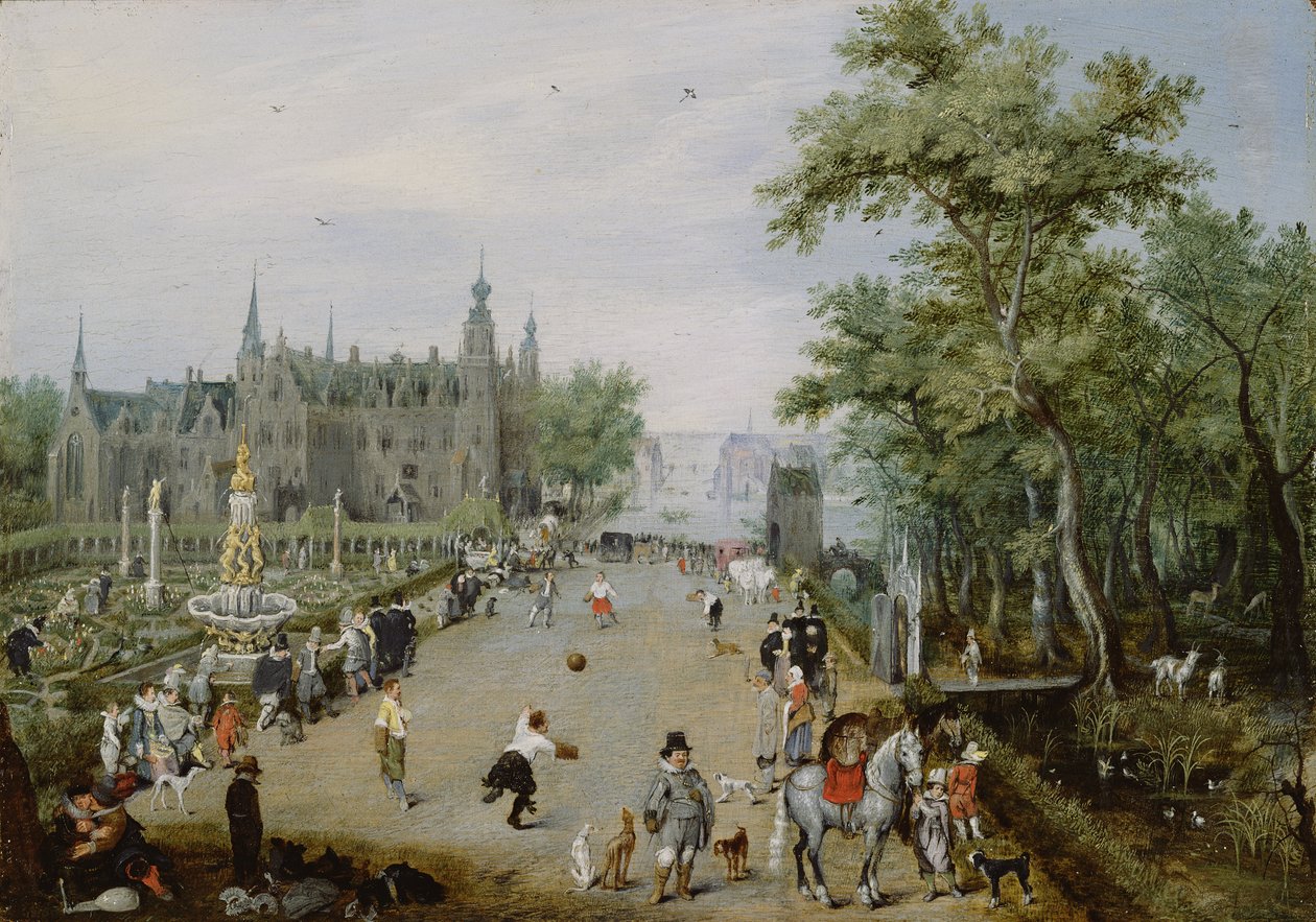 カントリーパレスの前のジュドポーム、1614年 作： アドリアーン・ピーテルス・ファン・デ・ヴァン
