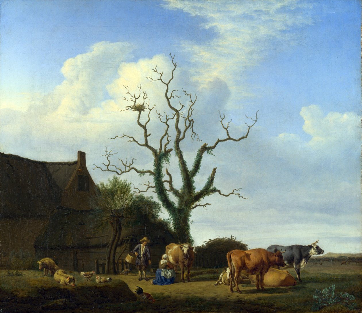 枯れ木がある農場 作： Adriaen van de Velde