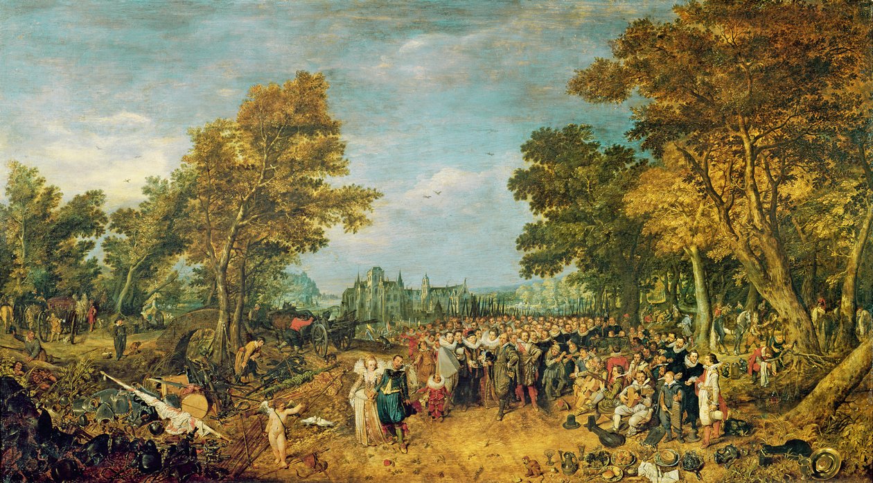 オランダとスペインの間の1609年の休戦の寓話、1616 作： アドリアーン・ファン・デ・ヴェネ