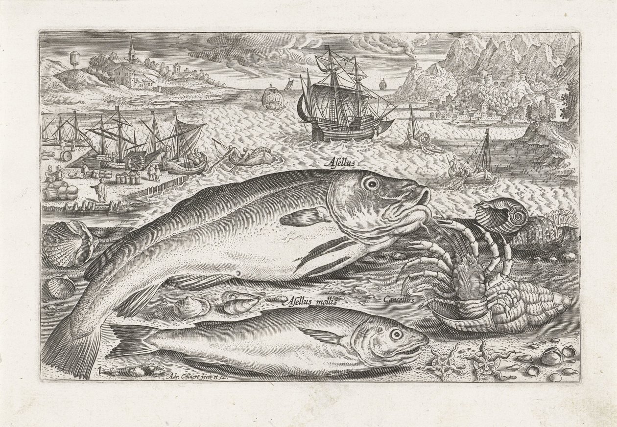 ビーチで 2 匹の魚 釣り（連載タイトル） Piscium v​​ivae アイコン (シリーズ タイトル) 作： アドリアーン・コラールト