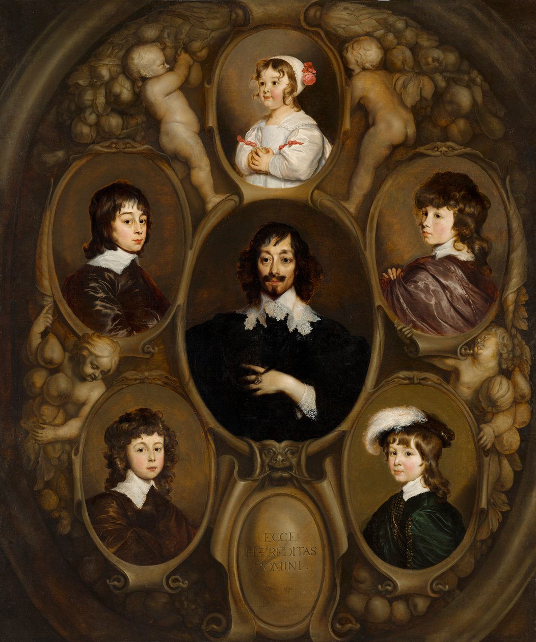 コンスタンタイン・ホイヘンス（1596-1687）と5人の子供たちの肖像 作： アドリアン・ハネマン