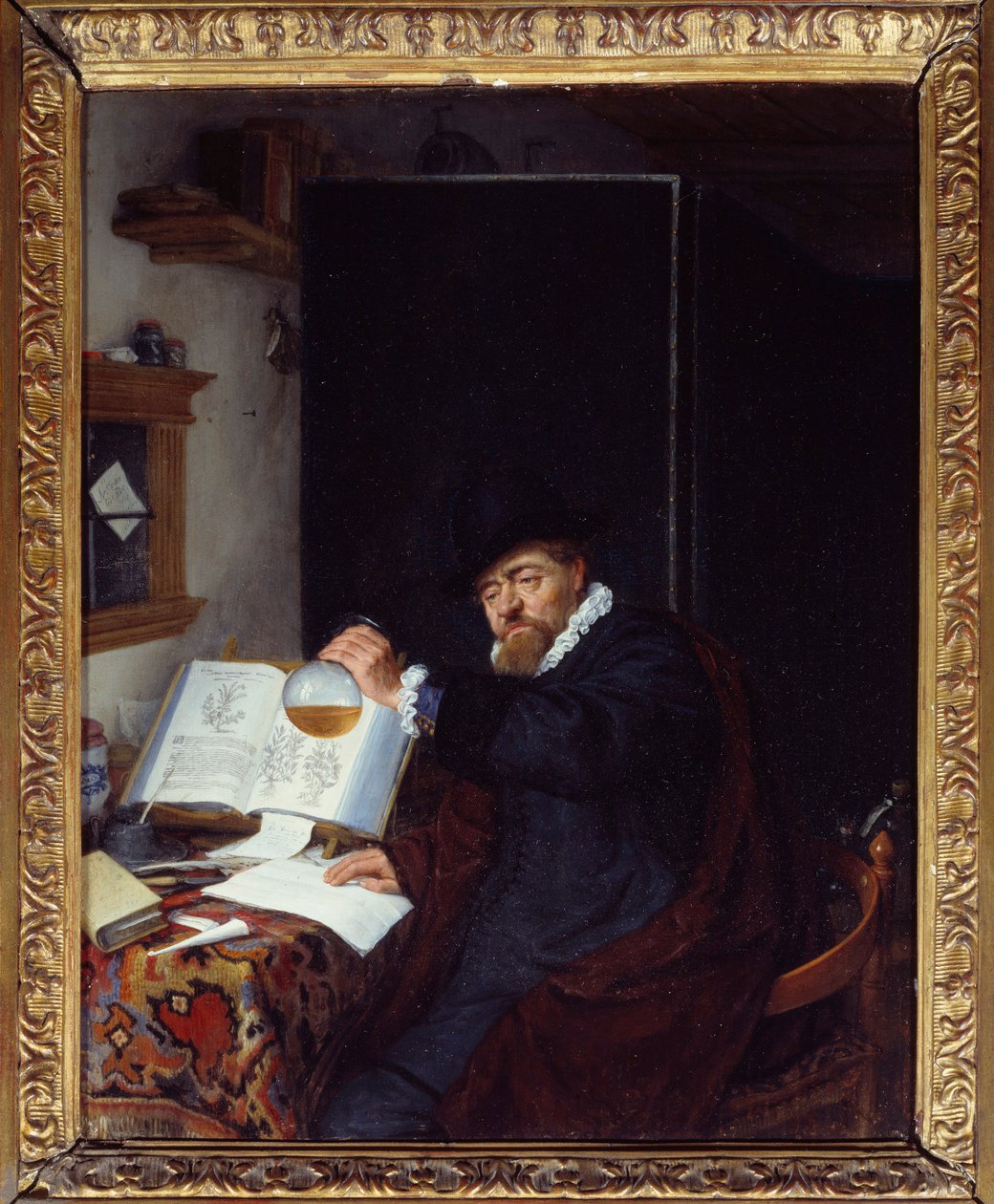 医学のこと"The analysis of urine" Adriaen van Ostade (1610-1685) の絵画 1666年 Sun.0,28x0,22 m パリ、プティパレ美術館 作： アドリアン・ヤンス。ヴァン・オスターデ