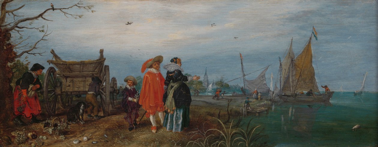 秋（会話）、1625（パネルに油彩、高さ14.6cm×幅37.2 作： アドリアーン・ピーテルス・ファン・デ・ヴァン