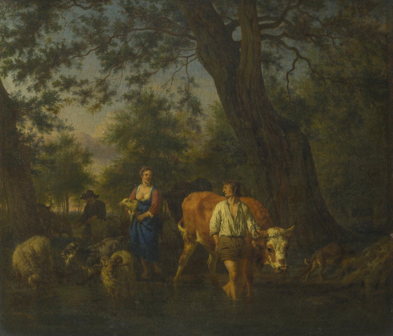 小川を渡る牛を連れた農民たち（1662年頃 作： Adriaen Velde van de