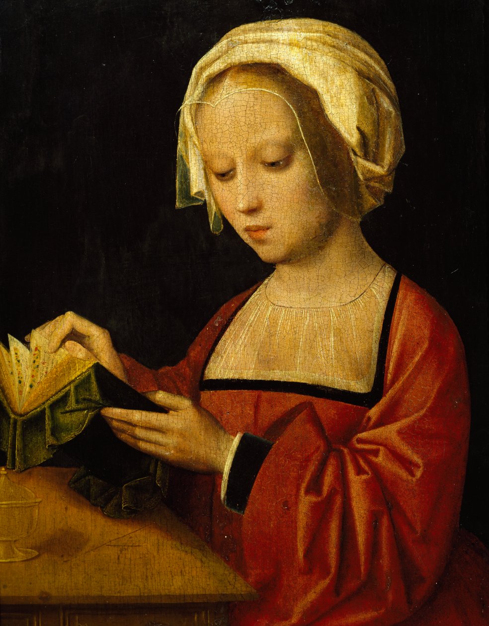 Adrien Ysenbrandt (ca 1500-1551) による聖マグダラの読書、パネルに油彩 作： アドリアーン・イセンブラント
