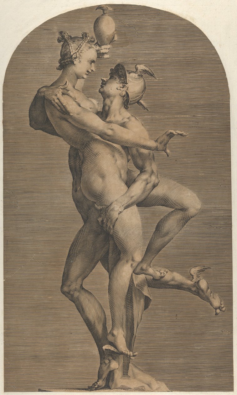 マーキュリー アブダクティング プシュケ、ca. 1620年。 作： アドリアーン・ド・フリース