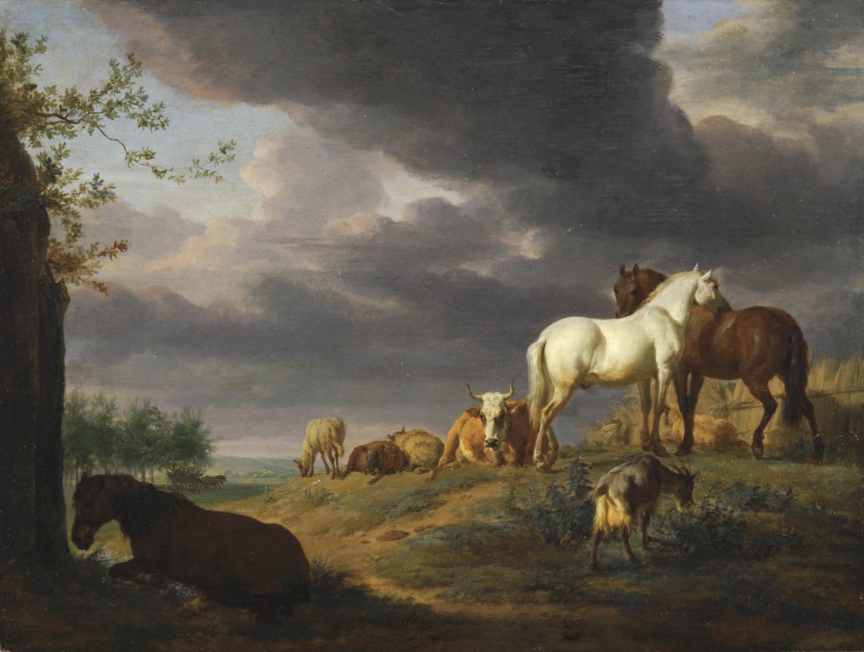 オランダ：馬と家畜のいる風景 馬と家畜のいる風景 作： Adriaen van de Velde
