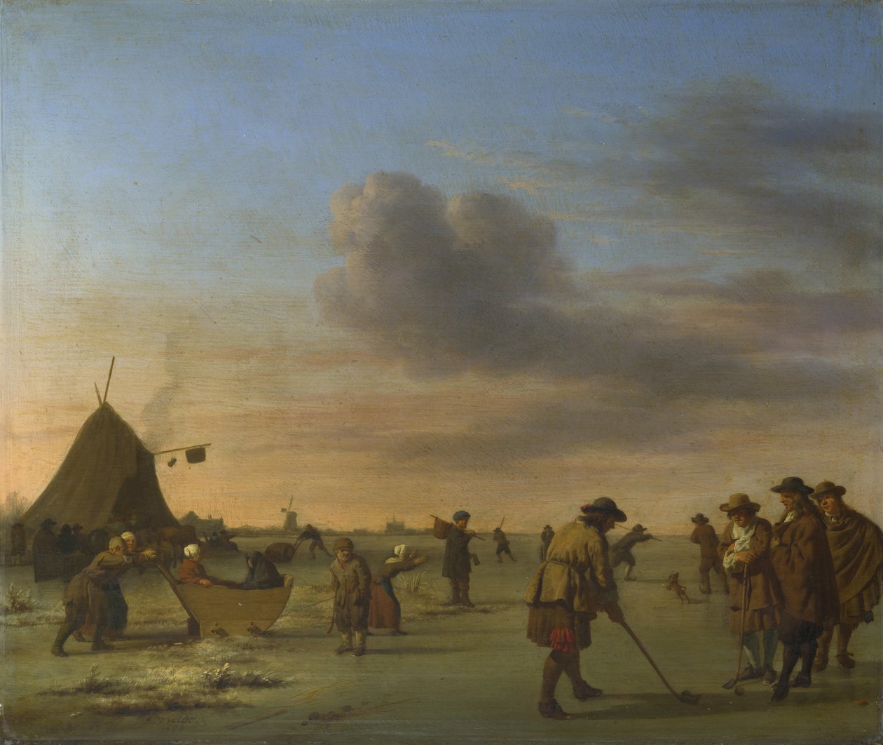 ハーレム近郊の氷上のゴルファーたち 作： Adriaen van de Velde