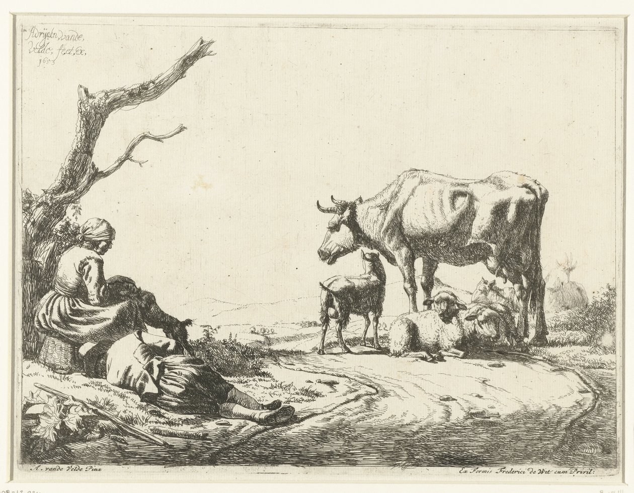 羊飼いと家畜を持つ羊飼い 作： Adriaen van de Velde
