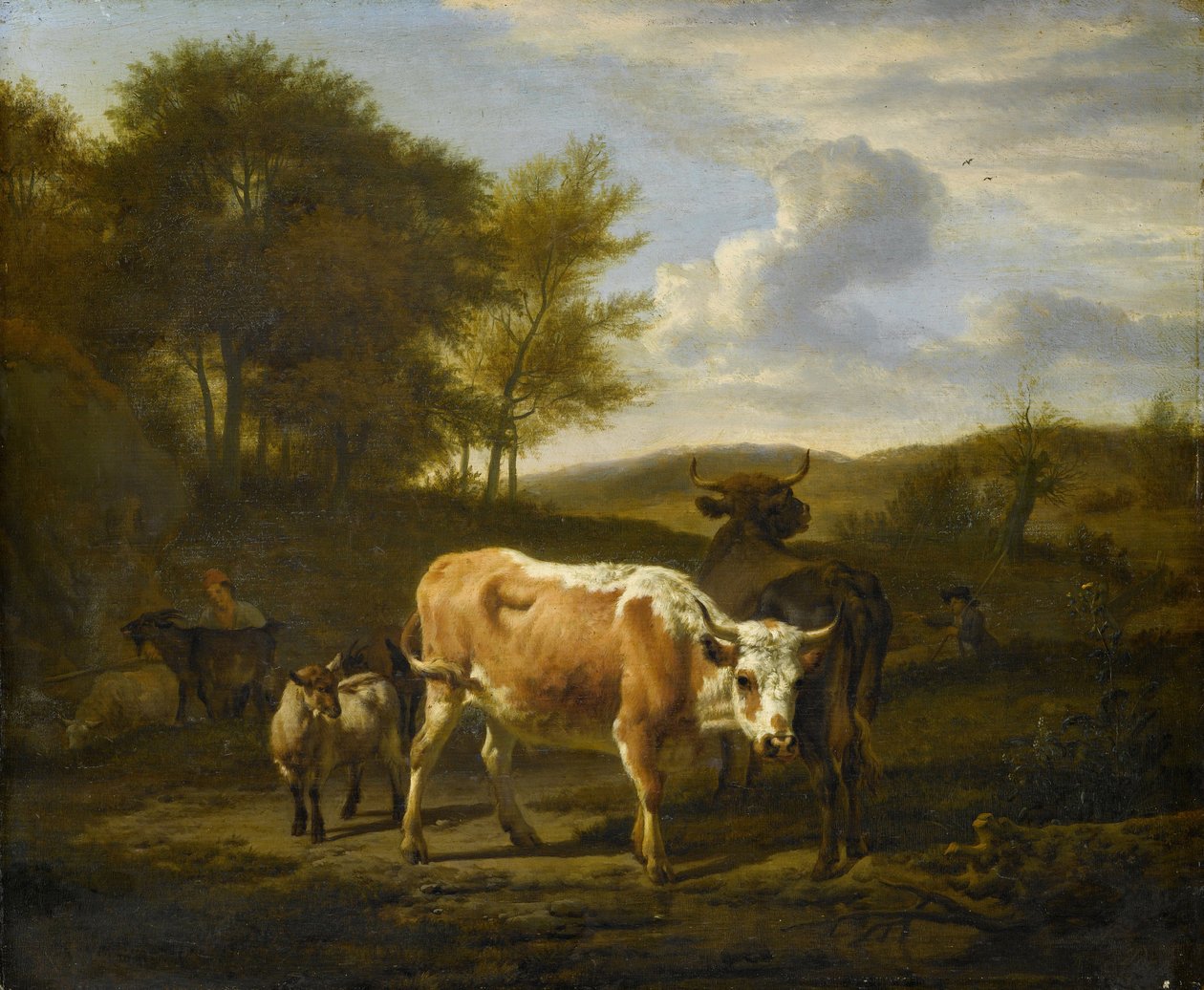 牛のいる山岳風景、1663 作： Adriaen van de Velde