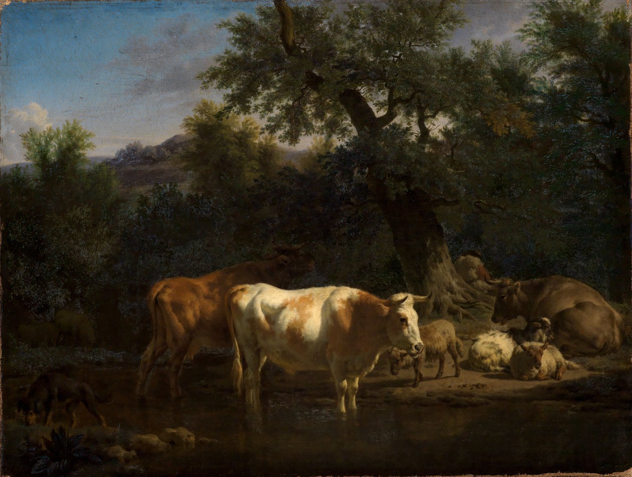 ヴァルトヴァッサーの牛と羊 作： Adriaen van de Velde