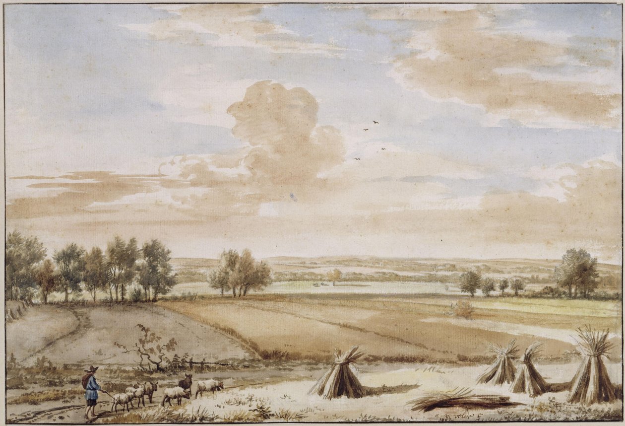 熟した穀物畑のある夏の平地風景 作： Adriaen van de Velde