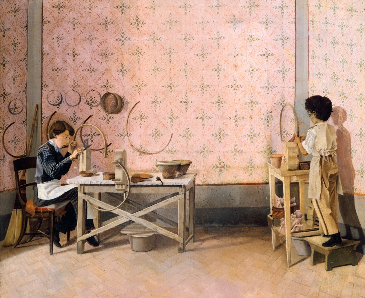 アラバスターで働く子供たち アドリアーノ・チェチオーニ（1836-1886）作 油彩・カンヴァス 39.5x47.5cm 作： アドリアーノ・セチョーニ