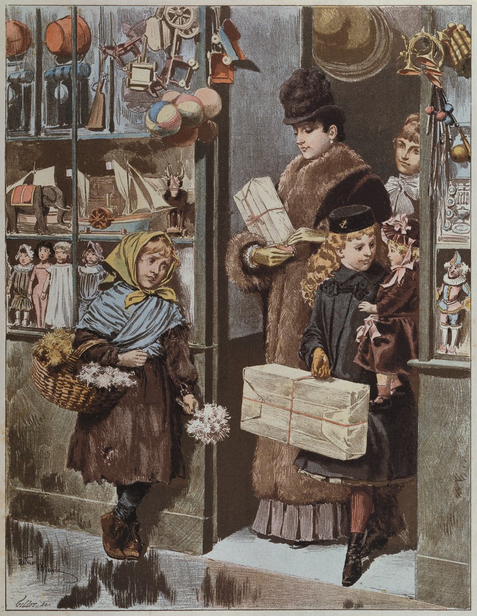 「クリスマスギフト」、「パリIllustre」、1886年からのイラスト 作： エイドリアン・エマニュエル・マリー