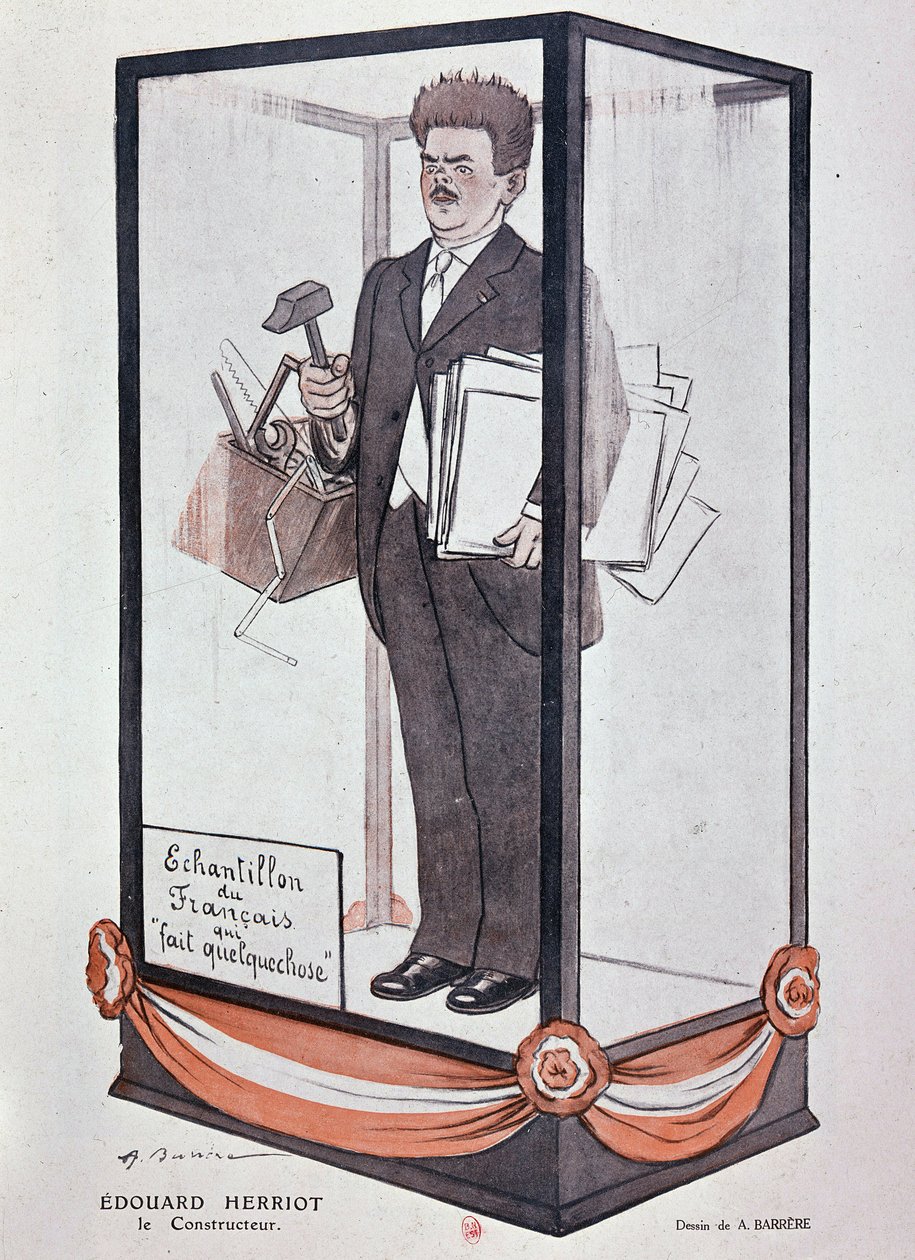 BarrèreがFantasioに掲載したHerriotに関する漫画：「Edouard Herriot: the builder "Sample of the Frenchman who does something"」。 作： エイドリアン・バレレ