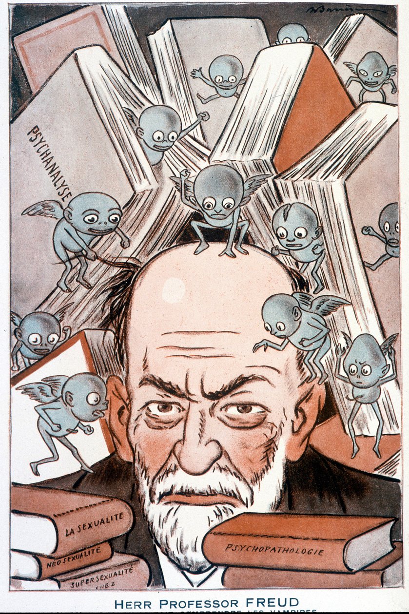 ジークムント・フロイトの漫画「吸血鬼を理解するために必要なこと」 - 1931年5月15日付「Fantasio」に掲載されたAdrien Barrere（1877-1931）のイラスト 作： エイドリアン・バレレ